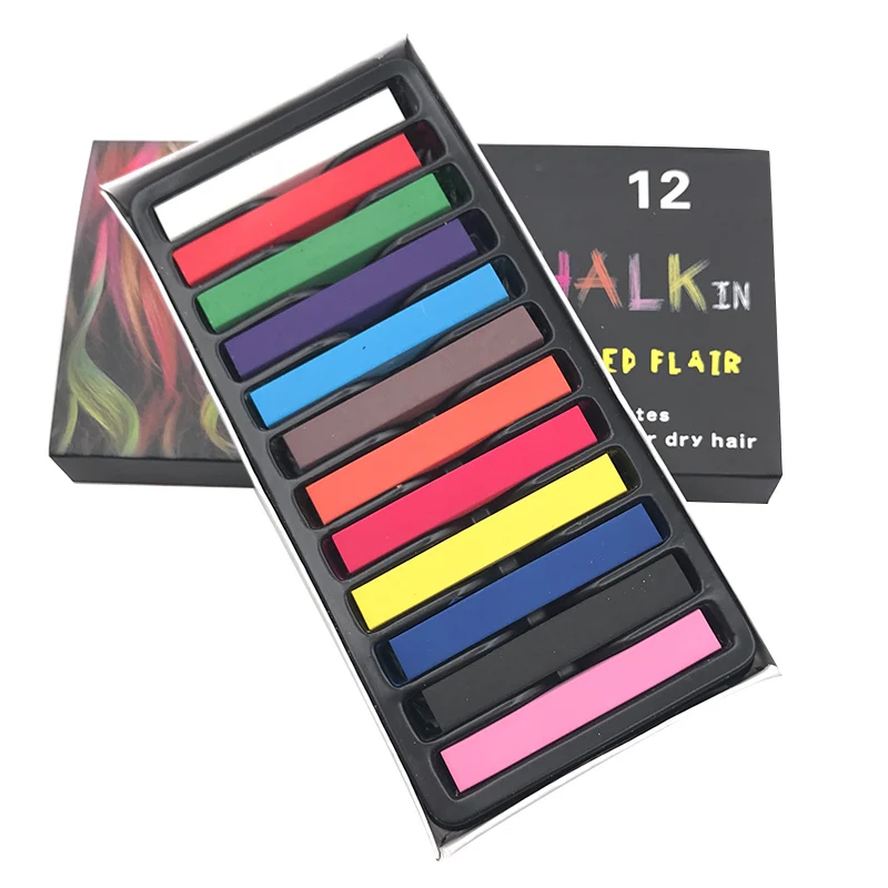 12pcs set Модные цветные мелки для волос, временные цвета, пастельные красители для волос, набор для ухода за волосами, инструменты для укладки волос, мелки для волос - Цвет: 12pcs set