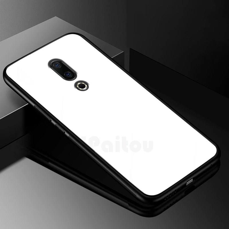 UPaitou, Роскошный чехол из закаленного стекла для Meizu 16th Plus, ТПУ бампер, противоударный чехол для MEIZU 16th, задняя крышка - Цвет: Белый