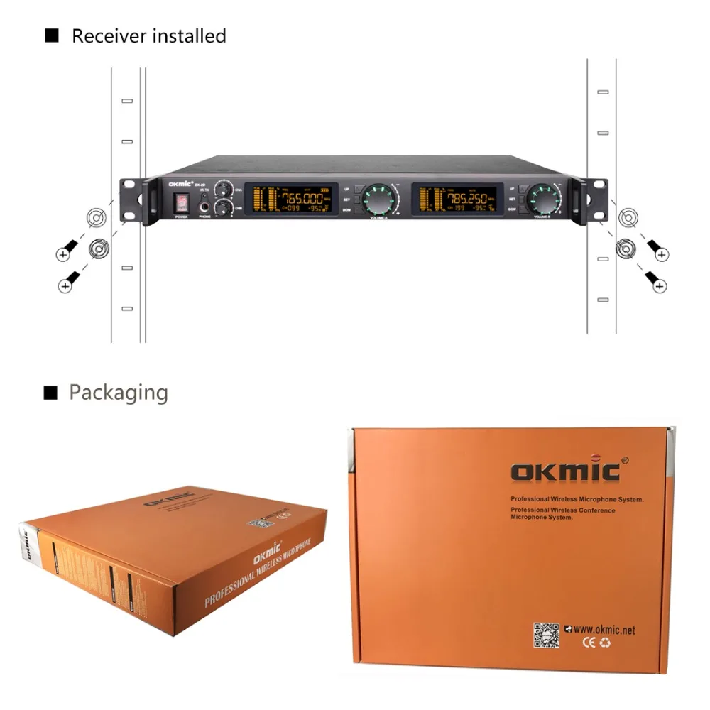 Профессиональный OKMIC OK-002U+ OK-DPA3 UHF/PLL беспроводной микрофон rophone система двойной ручной микрофон для сценической производительности беспроводной микрофон для дома