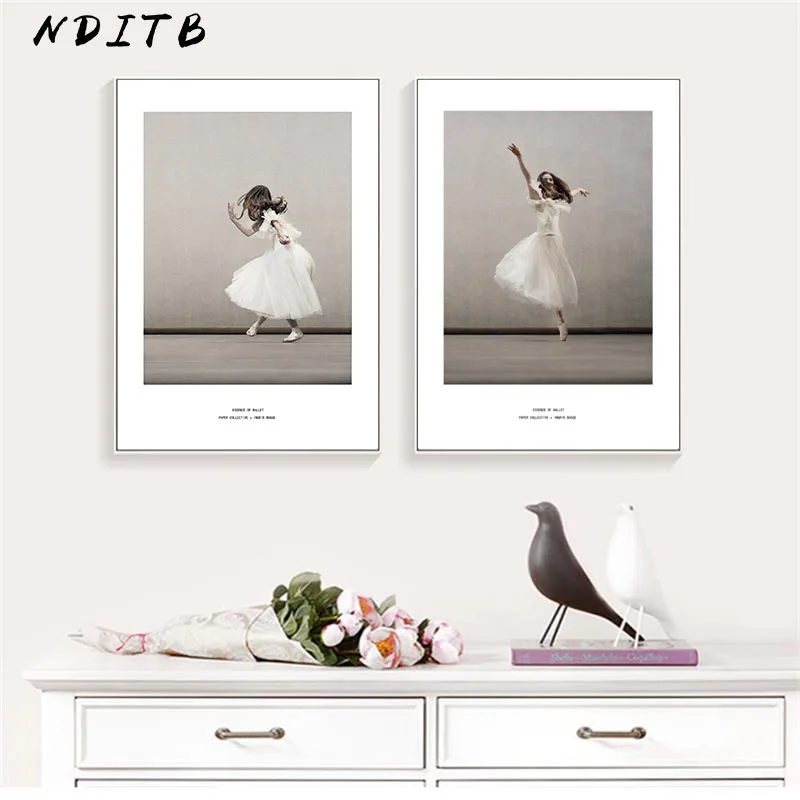 Девочка танец балет реалистичный плакат настенная Картина на холсте абстрактная