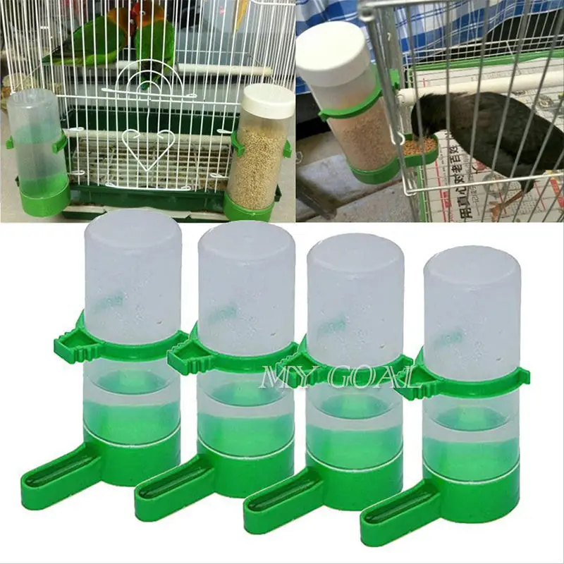 

4Pcs Bird Pet Drinker Food Feeder Waterer Water Bottle for Budgie Aviary Cage