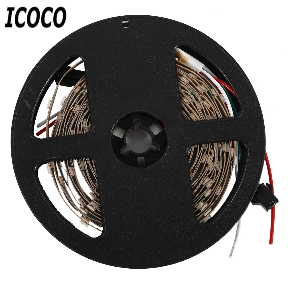 ICOCO 5 м 300 светодиодов WS2812B 5050 SMD RGB в водонепроницаемый черный PCB гибкая