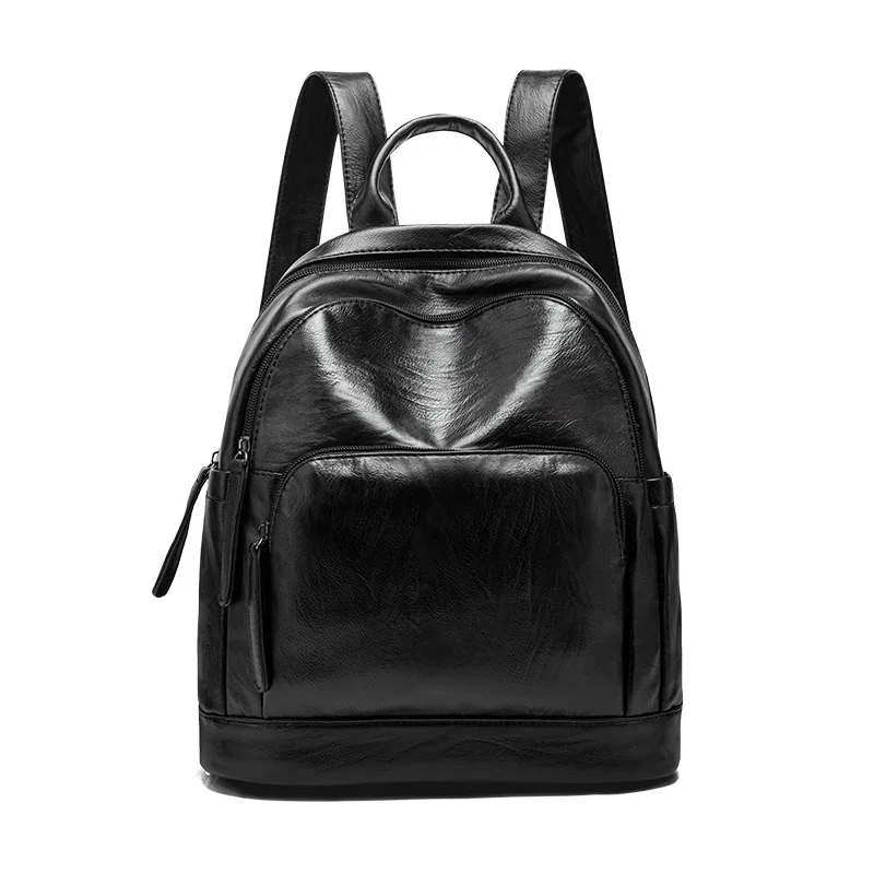 Маленькие рюкзаки для женщин новая сумка на плечо с заклепками молнии кожанные