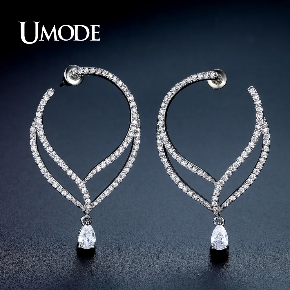 UMODE милые серьги в форме листа большие капли для женщин белые золотые вечерние