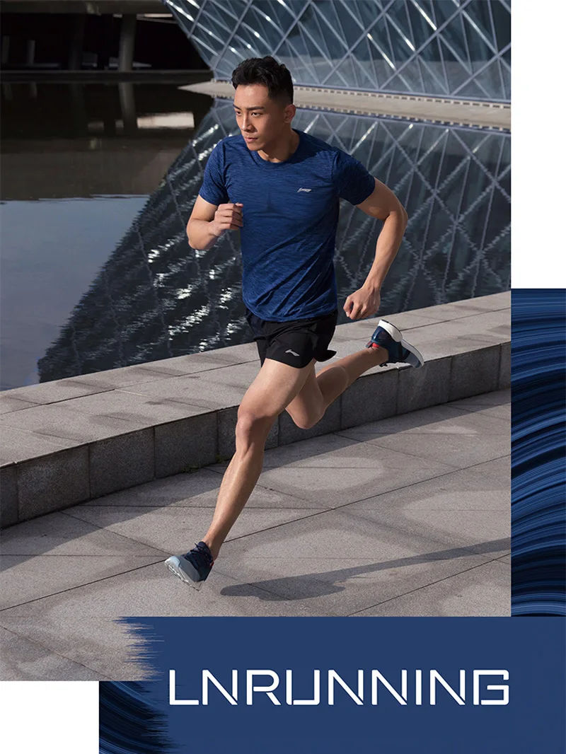 Li-Ning Мужская Беговая серия AT DRY футболка, дышащая, Стандартная посадка, 61% нейлон, 39% полиэстер, подкладка, Спортивная футболка ATSP135 MTS3072