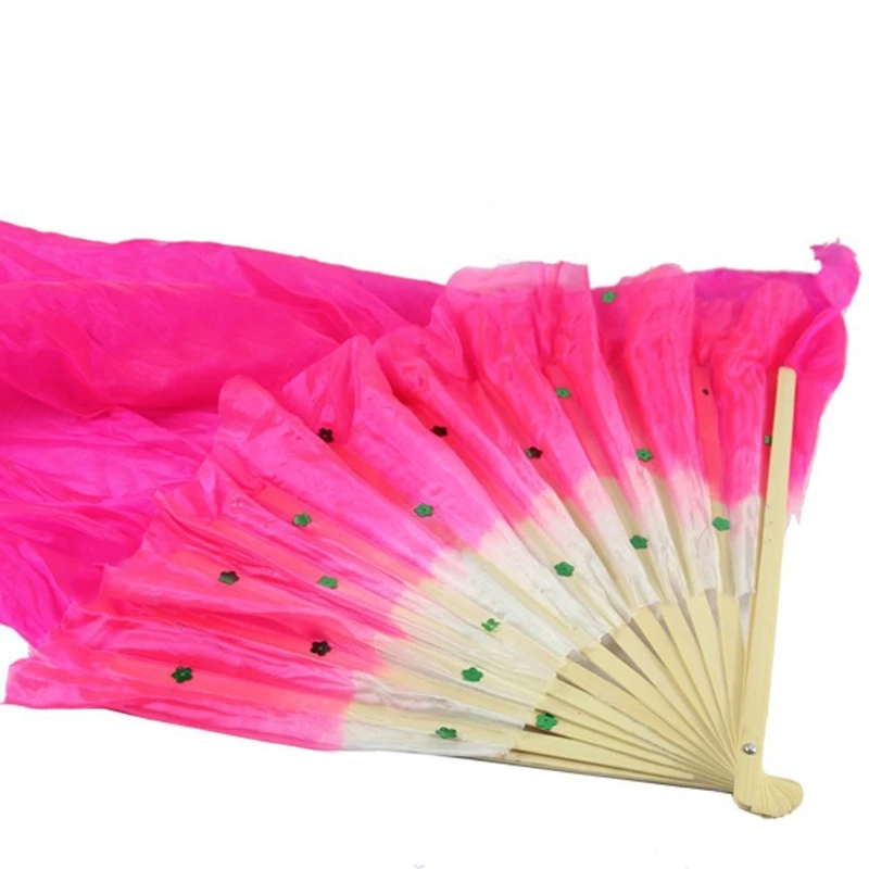 

Hot Selling Hand Made Colorful Belly Dance Dancing Fans Tools Silk Bamboo Long Fans Veils 4 Colors (Right hand)