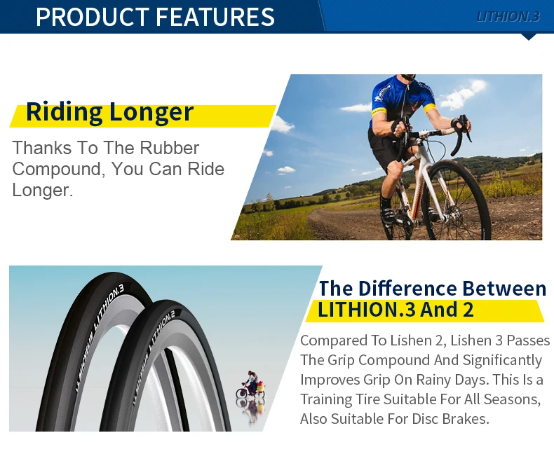 MICHELIN 1 Piece LITHION-3 Training Road Bicycle Bike Tire 700*23c Foldable Tyre Resistant Folding Ultralight Tyre Bicycle Parts