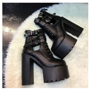 Женские ботинки на высоком каблуке 15 см, на толстом каблуке