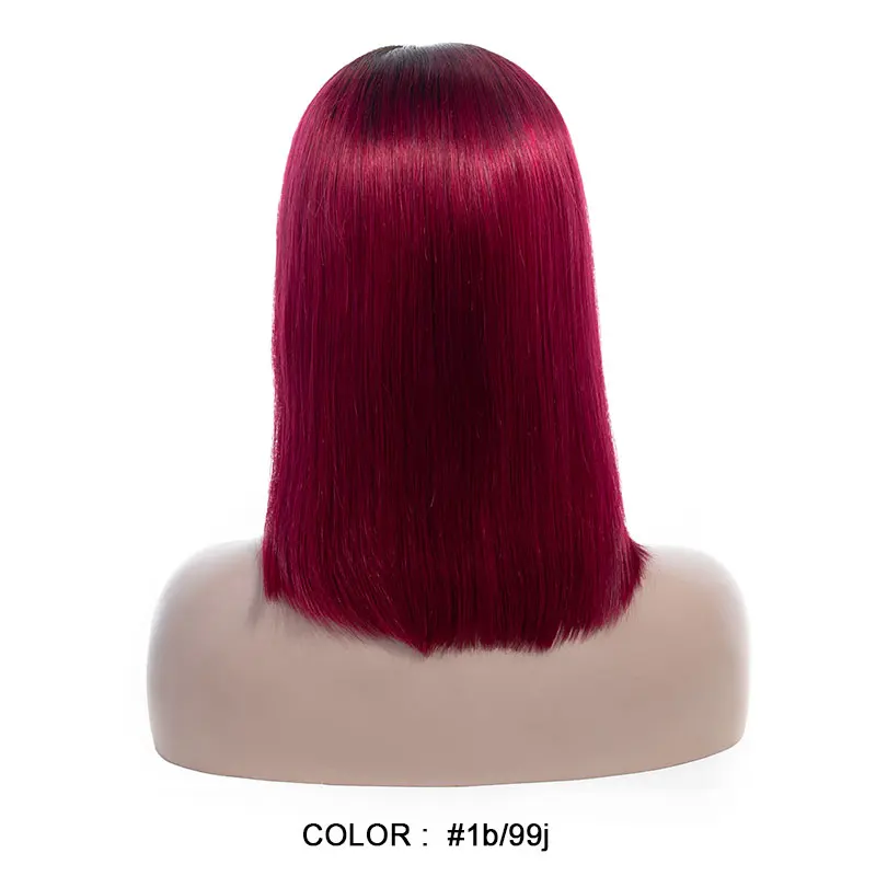 T1B/бордовый Bestsojoy, 613 блонд, парик на кружеве, короткий Боб, на кружеве, цветной, Омбре, с изюминкой, человеческие волосы, парики, прозрачные, на кружеве - Цвет: T1B/бордовый