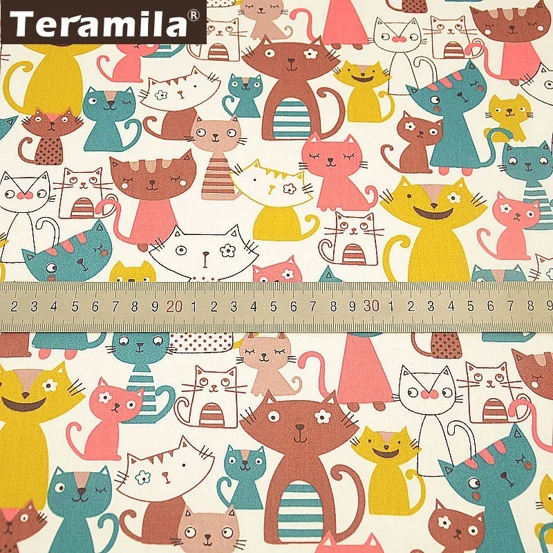 Teramila 100% хлопок саржевая Ткань Белый тела швейный материал Patchwrok DIY мультфильм