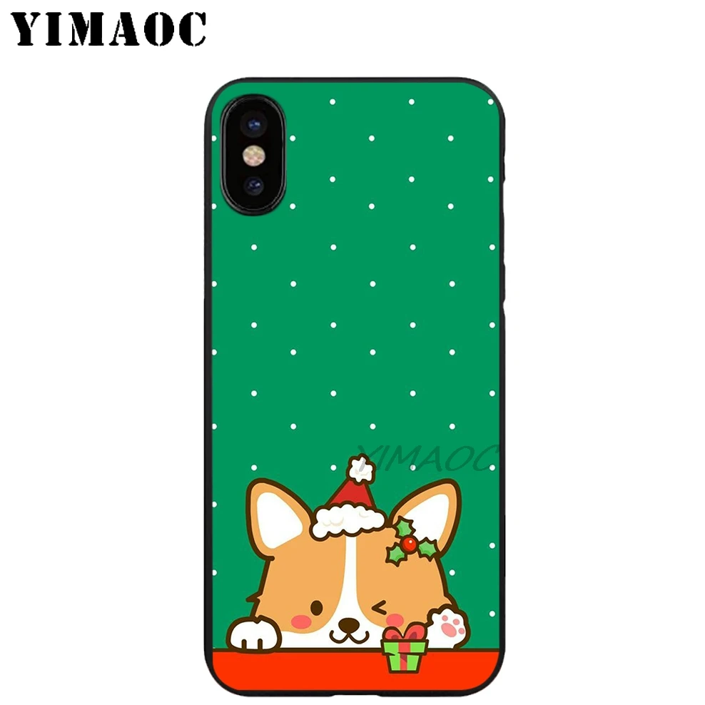 YIMAOC Corgi Dog Puppy Soft TPU Black Silicone Case for iPhone X or 10 8 7 6 6S Plus 5 5S SE Xr Xs Max |
