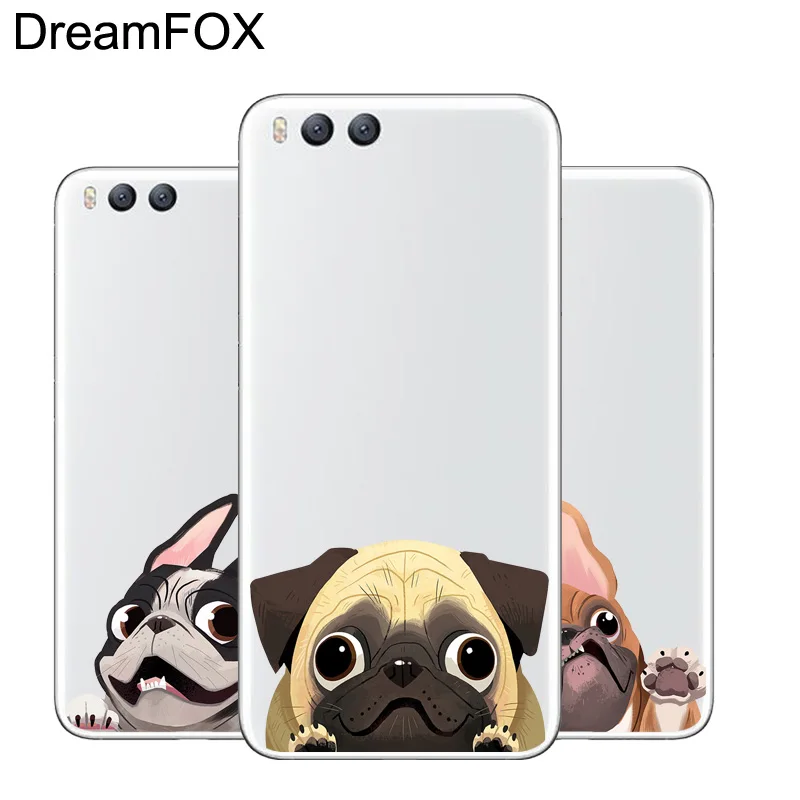 DREAMFOX L518 Cute Puppy Pug Soft TPU Silicone Case Cover For Xiaomi Mi Note 2 3 4 5 6 8 SE M5 4C 4S 5C 5S 5X 6X A1 Plus |