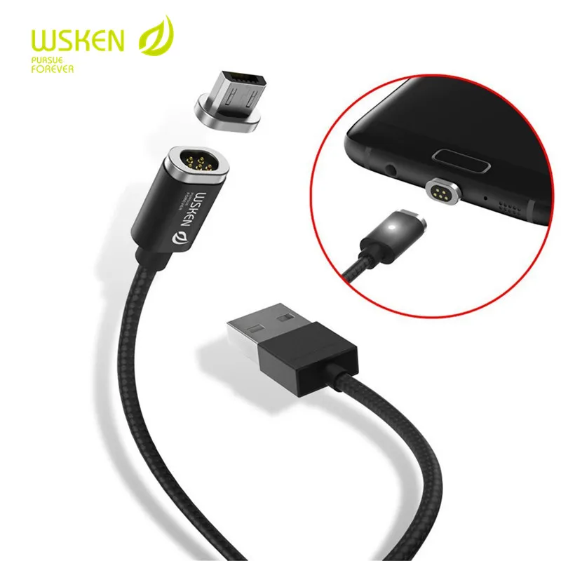 WSKEN mini 2 Магнитный кабель для передачи данных Micro usb type C Быстрая зарядка зарядное