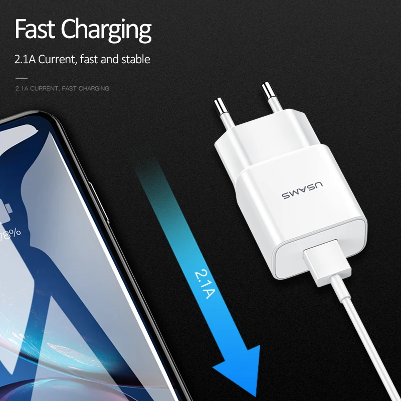 USAMS EU US UK USB зарядное устройство смарт для мобильного телефона iPhone Samsung Oppo 1 2