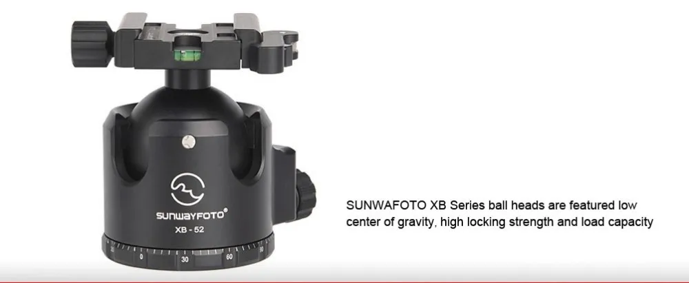 SUNWAYFOTO XB-52DL Низкопрофильная головка штатива для DSLR камеры Трипод шариковая головка профессиональный монопод панорамный штатив шаровая Головка