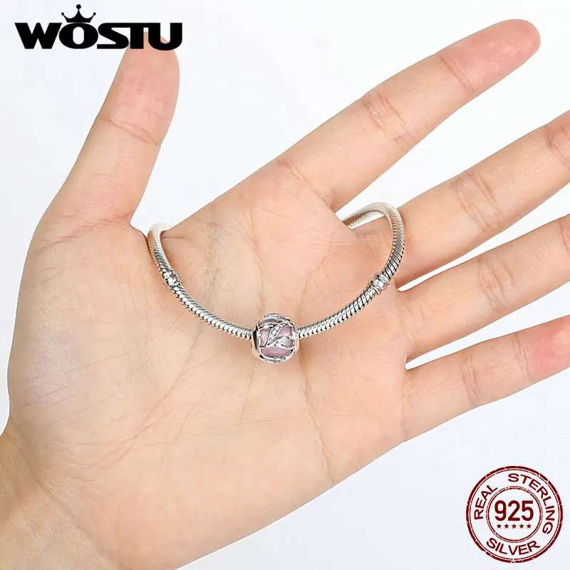 WOSTU Лидер продаж 925 пробы серебро Природа сияния Шарм бусины подходят WOST браслет Аутентичные DIY ювелирные изделия