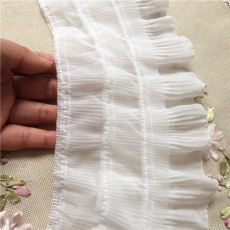 1 м черно-белая трехслойная шифоновая кружевная креповая отделка для юбки