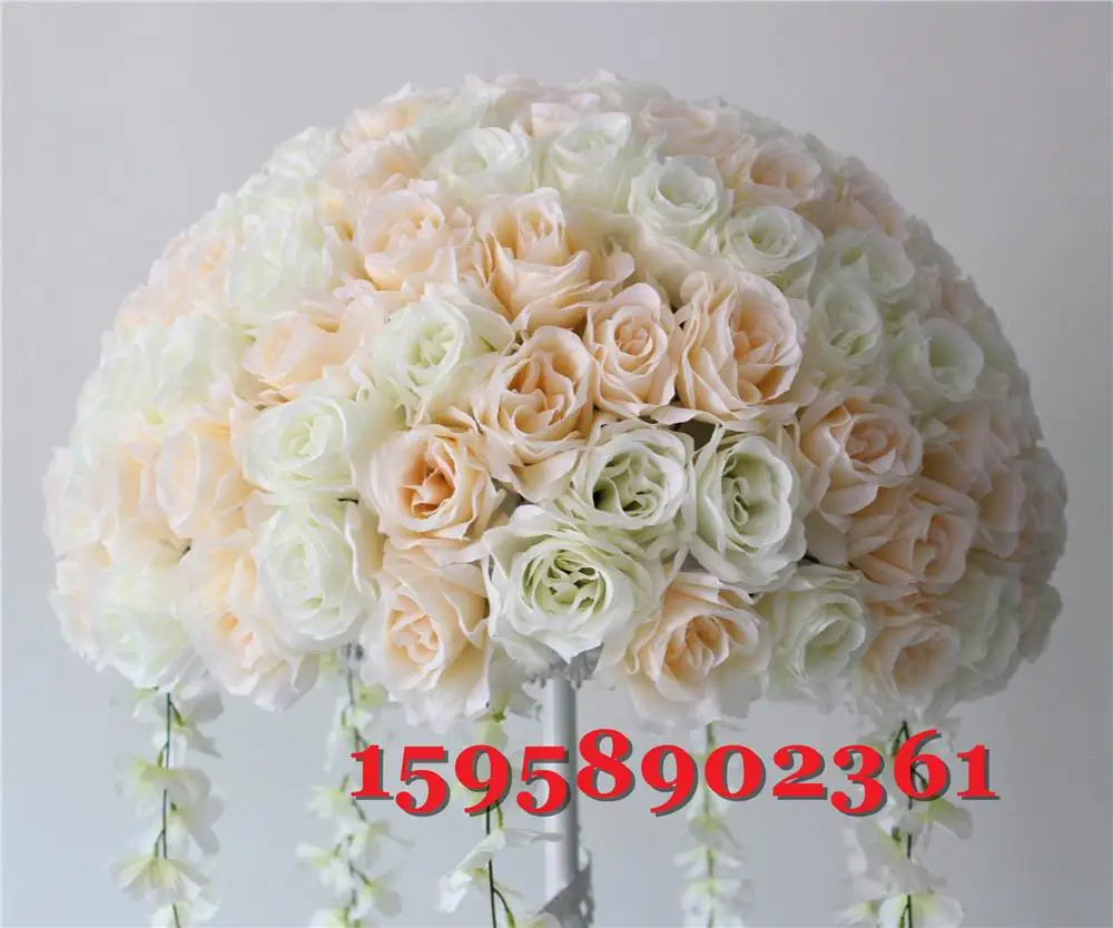 

SPR !!Free shipping!4pcs/lot wedding road lead lavender artificial flowers table flowers table centerpiece-ivory with champagne