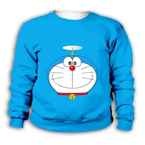 Kids sweatshirts Мультфильм kawaii Doraemon Объёмный рисунок(3D-принт) или голубого цвета для детей, толстовки с капюшоном, модная одежда для детей, Для мальчиков и девочек Симпатичные аниме-Толстовка уличная комплект, комплект: пуловер - Цвет: Kids sweatshirts