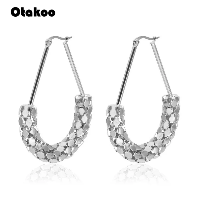Otakoo серьги-кольца из нержавеющей стали для женщин и девочек модные серьги