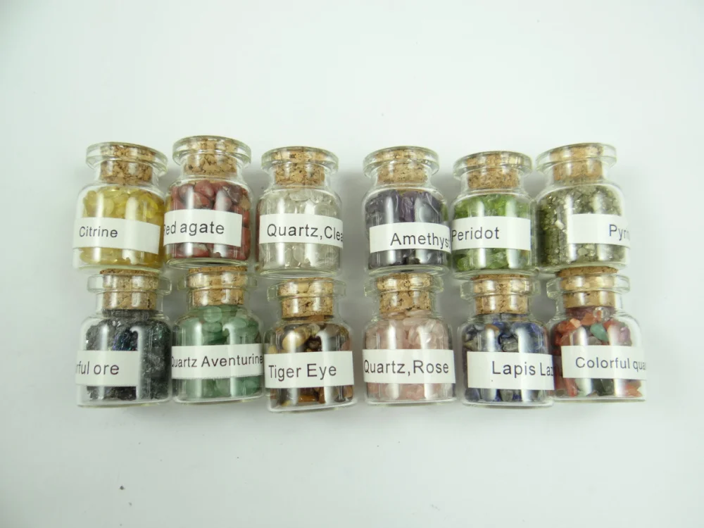 

natural Stone lazuli tiger eye crystal specimen 12 colors Glass bottling It can be a necklace pendant Jewelry making no hole