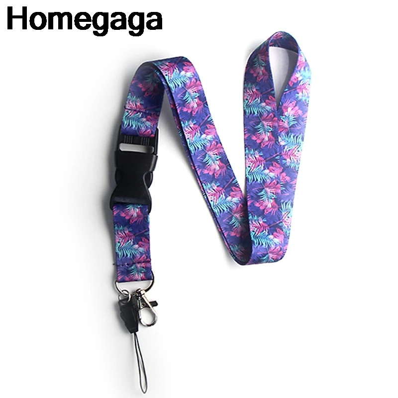 Homegaga ремешки с фиолетовыми цветами и листьями для шеи идентификационный значок