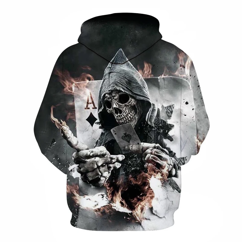 

Skull Poker Hoodies Sweatshirts Men Women 3D Pullover Funny Rock Tracksuits Hooded Male Jackets Fashion Casual Outwear Winter