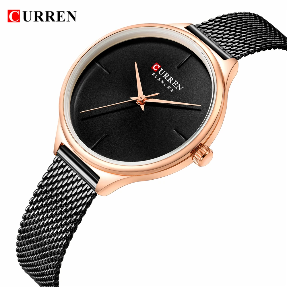 CURREN Fashion Simple Quartz Watches Women New Stainless Steel leather Strap Bracelet Female Wristwatch Casual Ladies Gift Clock | Наручные