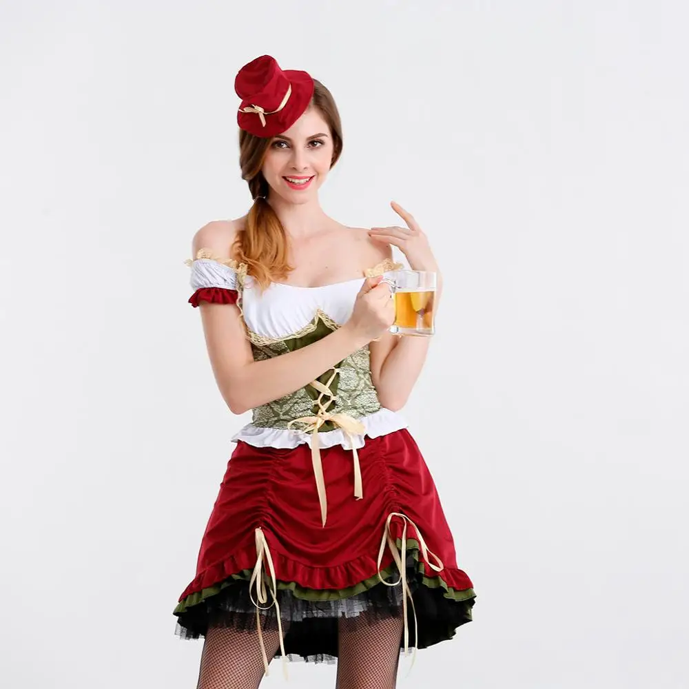 

Women Cosplay Costumes Sexy Halloween Bandage Vintage Dress Oktoberfest Bavarian Girls Maid Dress Disfraz mujer Drop shipping c
