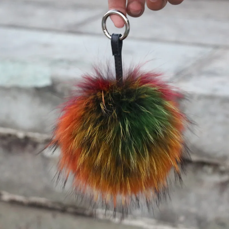 Бесплатная доставка 15 см очаровательное пушистое кольцо для ключей с помпонами