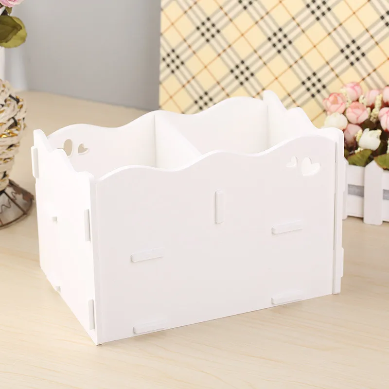 Деревянная Хранение Косметики коробка белая косметическая для хранения милый