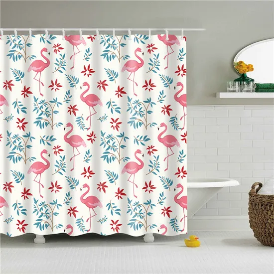 14 Тропические животные Фламинго занавеска для душа s ванная комната занавеска Frabic водонепроницаемый Mildewproof полиэстер занавеска для ванной с крючками - Цвет: 14