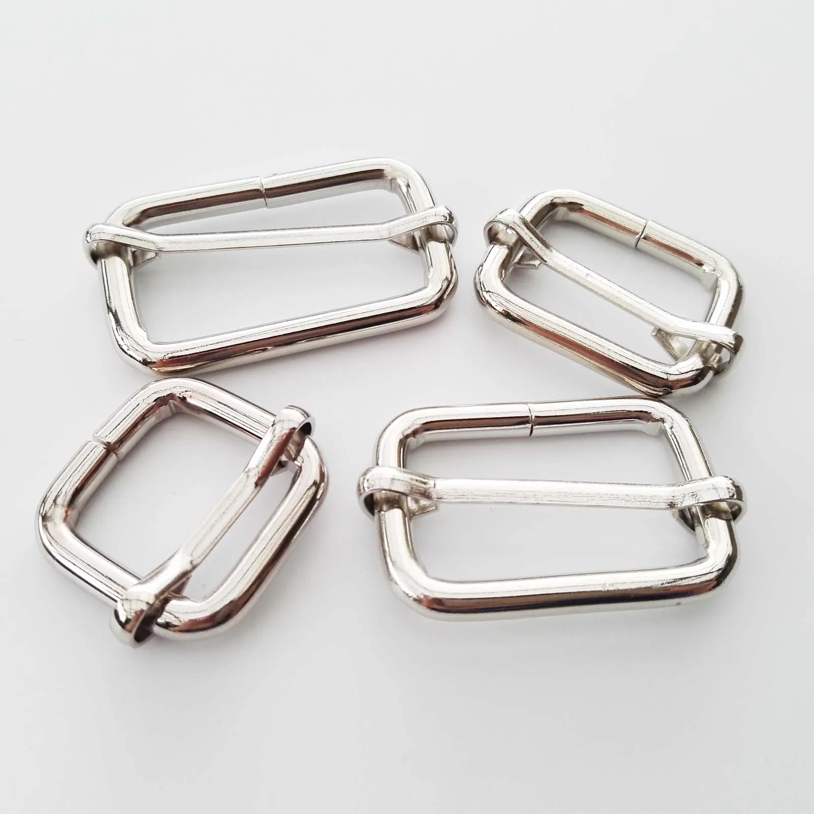 silver DIY металлическая сверхмощная толщина наплечная кожаная сумка ремень веб прямоугольник отрегулировать Tri-glide Pin Пряжка слайдер петля D кольцо - Цвет: silver