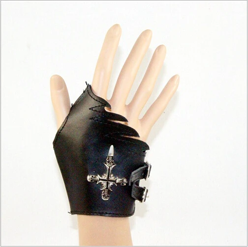 Модные перчатки из искусственной кожи в стиле панк с перекрестными черепами