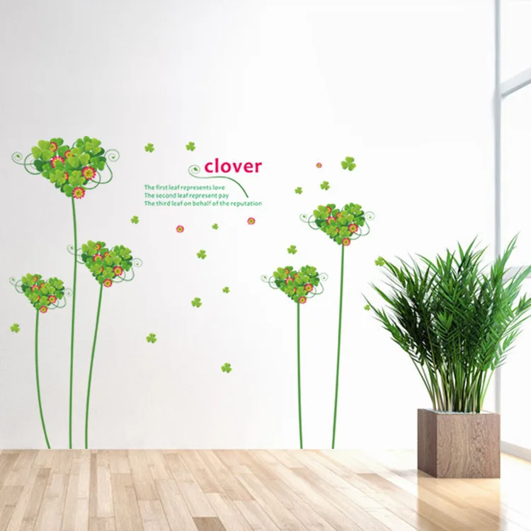 60*90 см любовь Клевер растение настенный наклейки Декоративная Гостиная ТВ фон