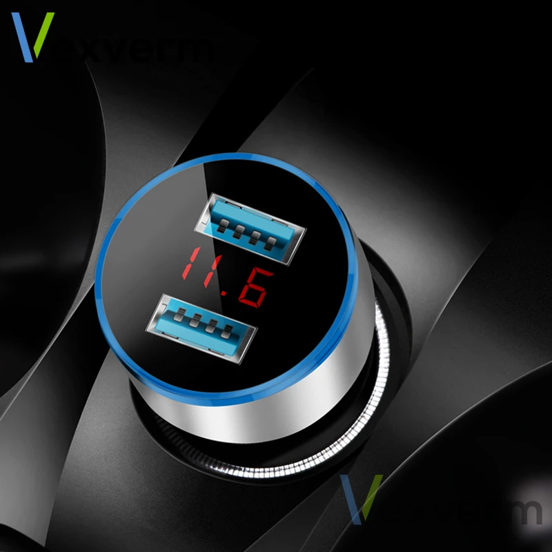 Автомобильное зарядное устройство с двумя разъемами USB 3.1A ЖК дисплей 12 24 В