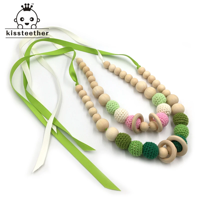 2 шт. детское ожерелье для прорезывания зубов вязаное крючком из бисера
