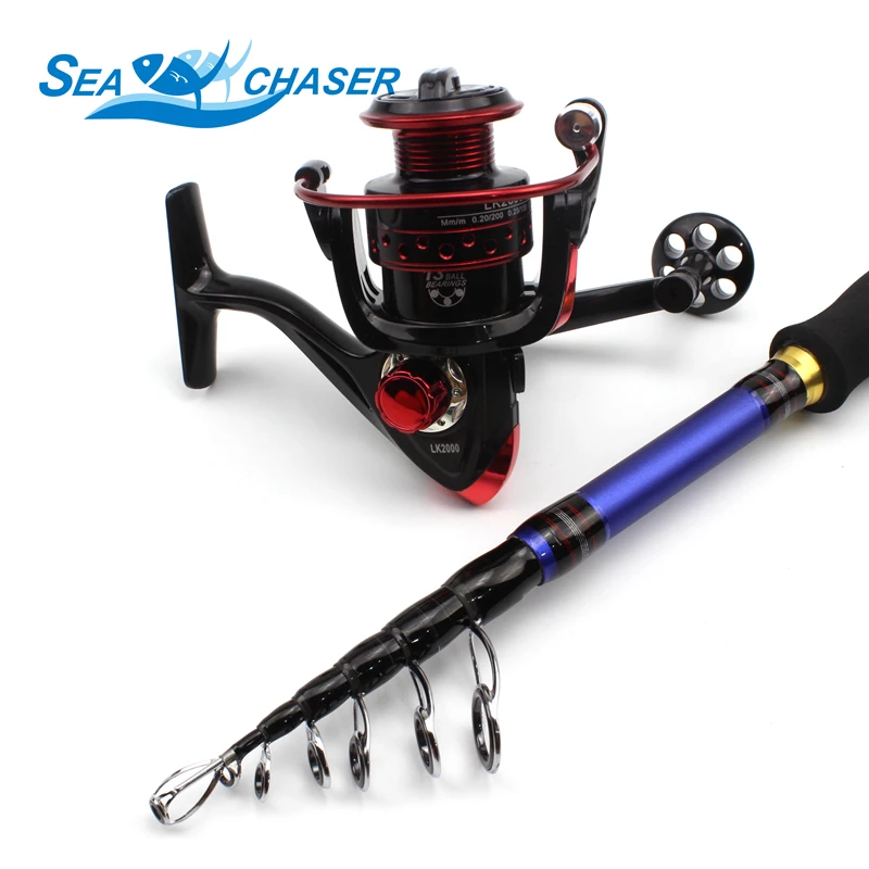 High Quality 1.8M 2.1M 2.4M 2.7M Carbon Spinning rod Telescopic Fishing Rod and Reel Combo lure Tackle Set | Спорт и развлечения