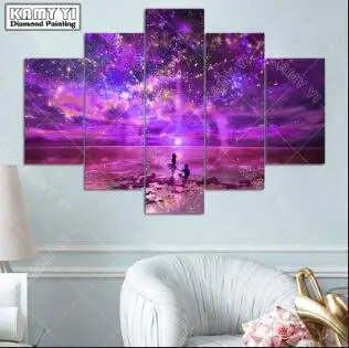 Фиолетовый Полная квадратная Алмазная вышивка Love the sky 5D DIY Алмазная вышивка крестиком мульти-картина украшение дома подарок - Цвет: Фиолетовый