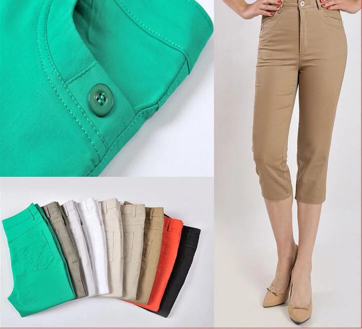 Женские леггинсы 2016 летние Стрейчевые обтягивающие с высокой талией