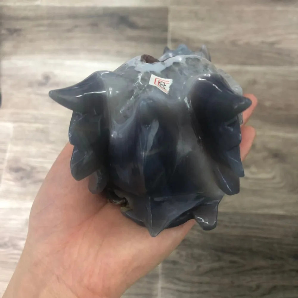 Дешевая цена резной натуральный агат geode dragon head украшение для дома для заживления 0,84 кг DD