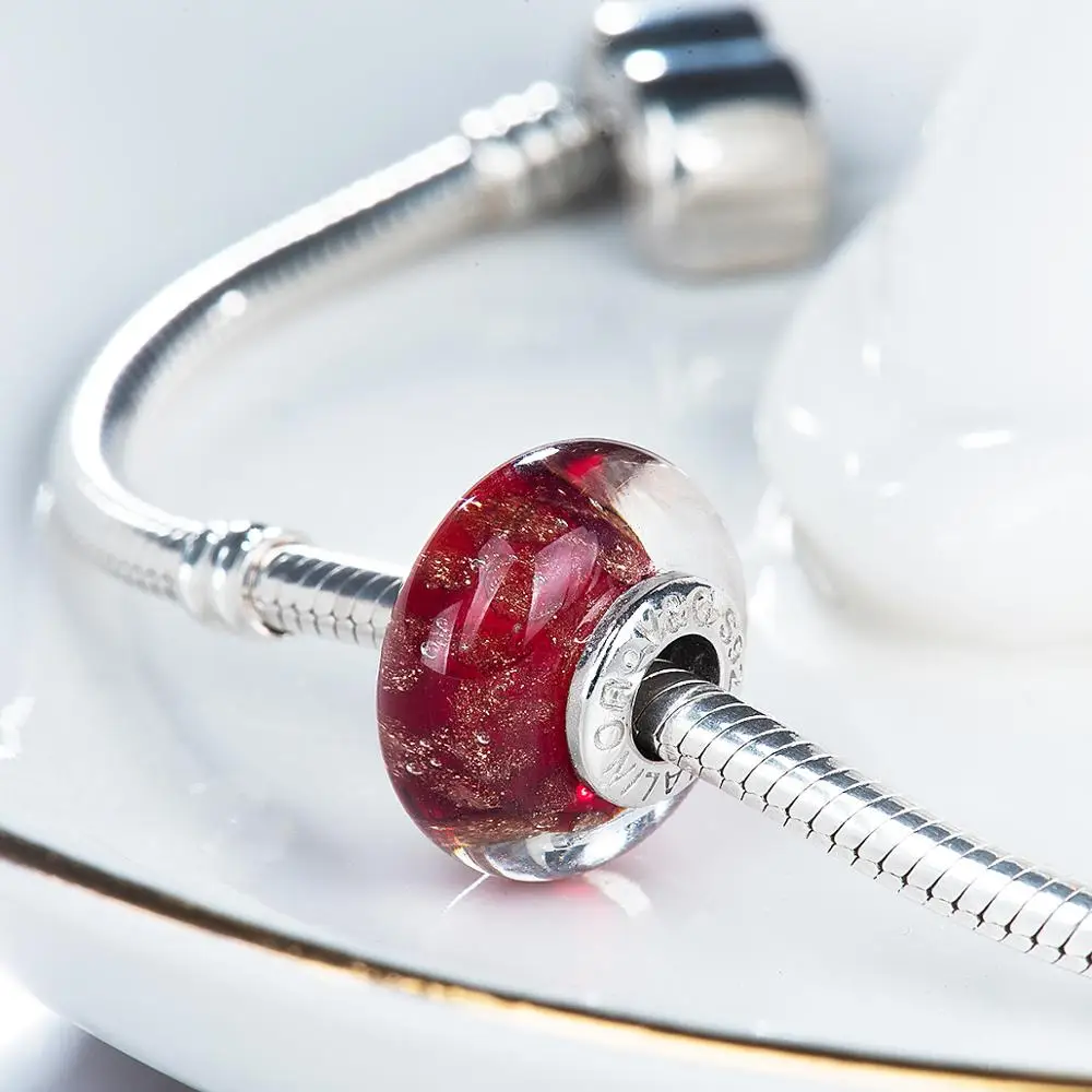 Red Venus glass beads charms 925 Sterling Silver fit Bracelets &amp Bangles for Women Jewelry VDLL037 | Украшения и аксессуары