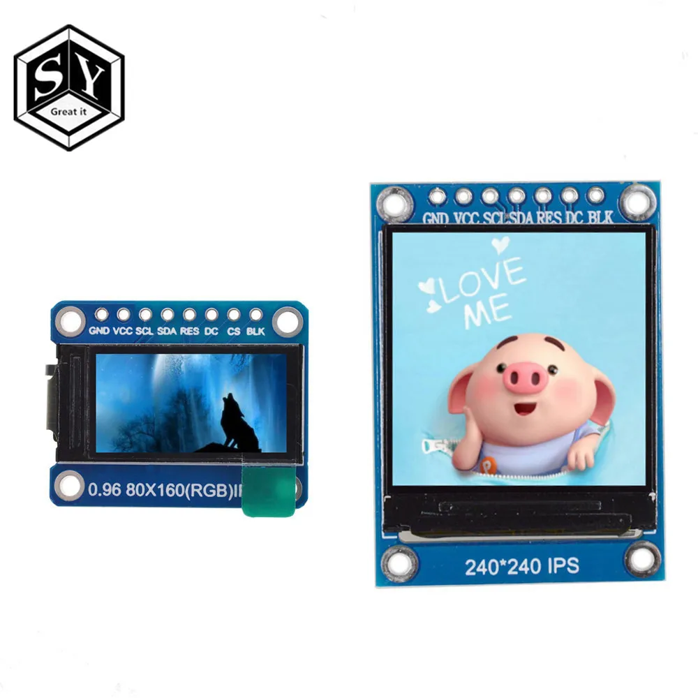 GREAT IT TFT дисплей 0 96/1 3 дюйма IPS 7P SPI HD 65K полноцветный ЖК модуль ST7735 Drive IC 80*160 (не OLED)
