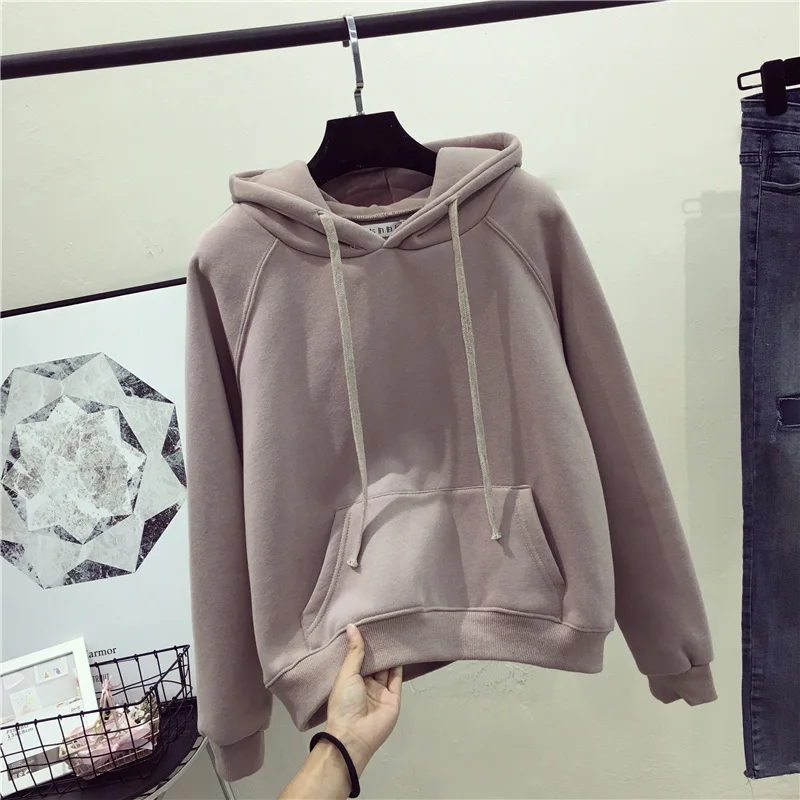 Zuolunouba осень зима корейский женский сплошной цвет толстовки флис Harajuku с длинными рукавами свободные пуловеры женские толстовки