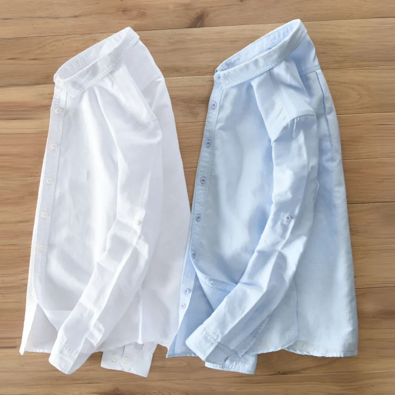 

BOCO new high quality 2020 male flax comfortable breathable leisure cotton long sleeve shirt, pure color shirt