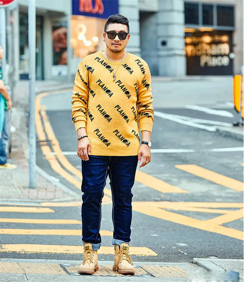 Бренд большого размера XXL-5XL 6XL 7XL мужская рубашка с буквенным принтом свитер осень-зима Повседневный свободный свитер