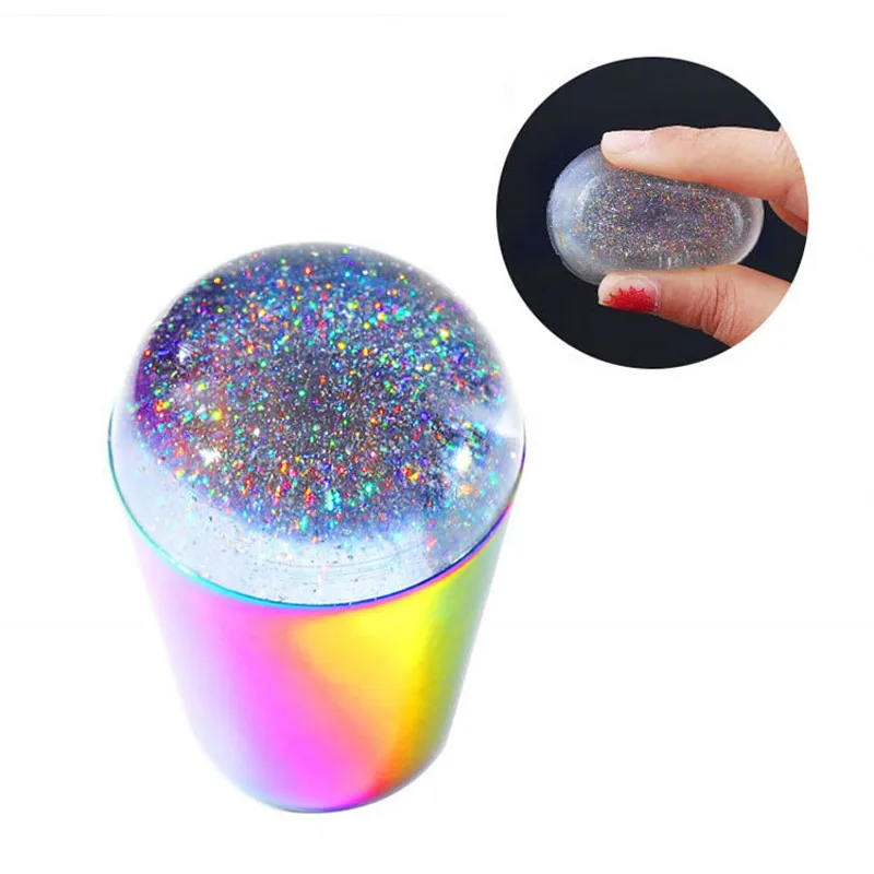 1 шт. металлическая ручка для ногтей стемпер сияющая блестящая головка