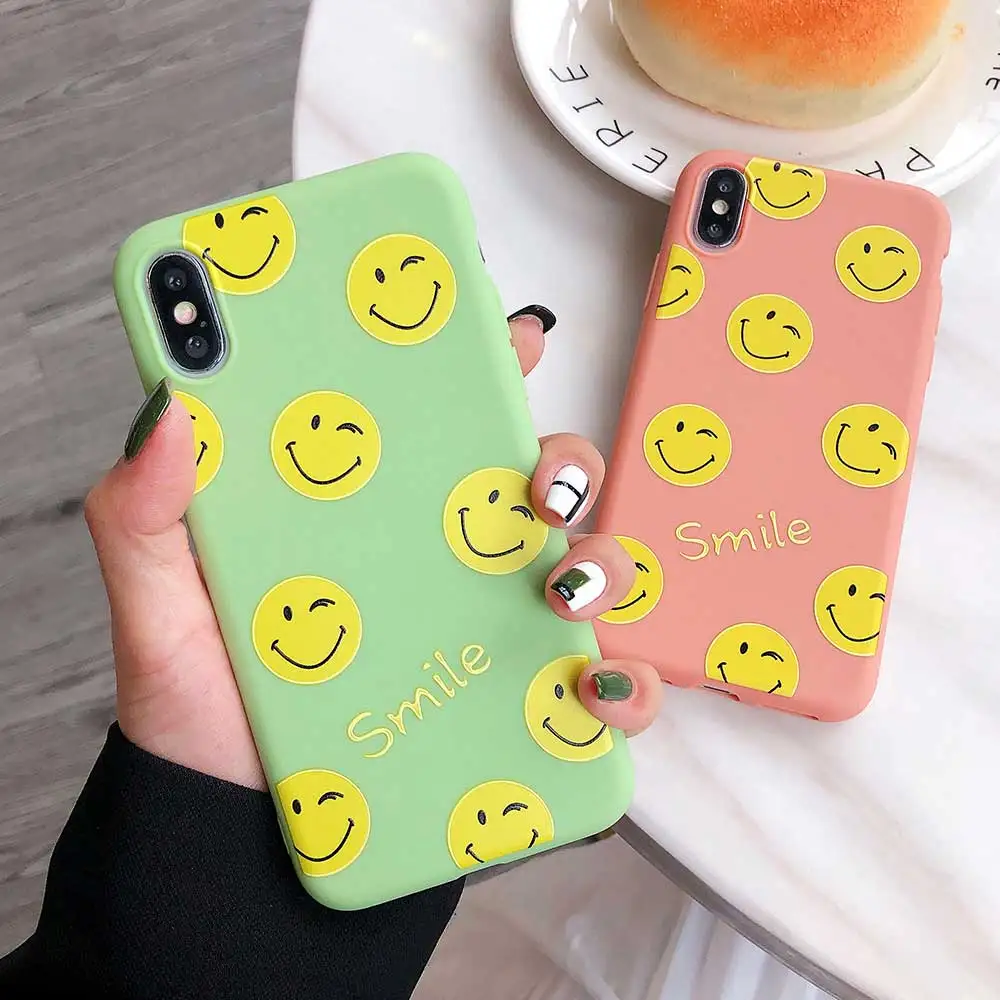 Чехол для телефона с изображением смайлика Apple iphone 6S 6 7 8 plus XS MAX XR X + модный