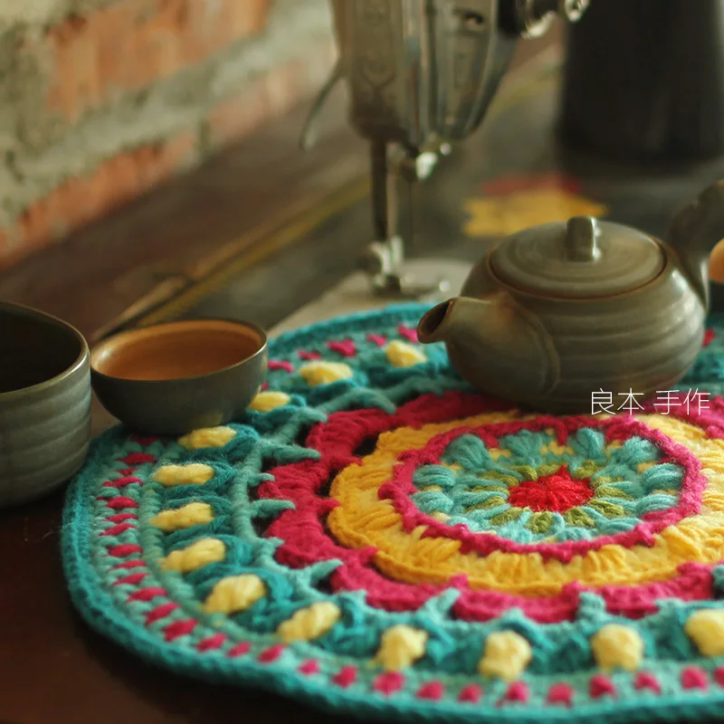 30 см диаметр крючком хлопок стол место коврик круглый ткань подставка держатель