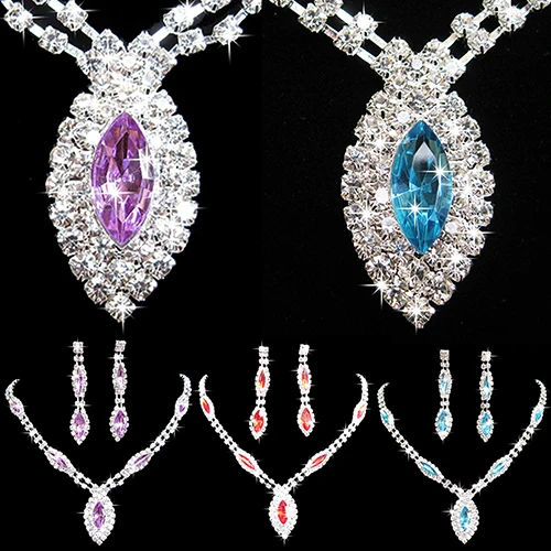 Женский набор украшений Bluelans инкрустированный кулоном из горного хрусталя и